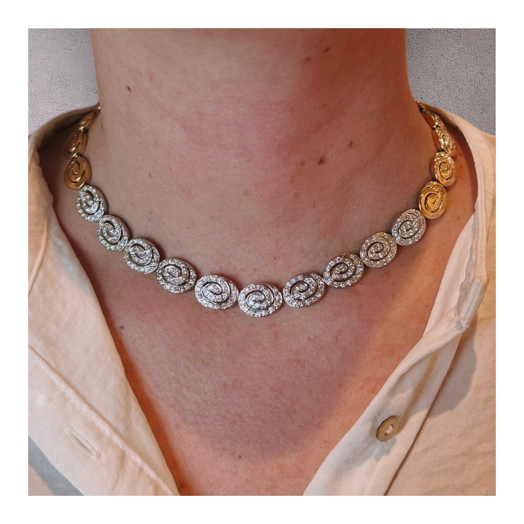 14K Gold Diamond Link Necklace