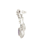 14K White Gold Amethyst and Diamond Dangle Earrings
