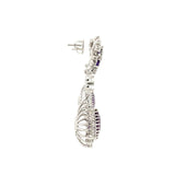 14K White Gold Amethyst and Diamond Dangle Earrings