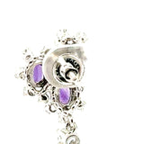 14K White Gold Amethyst and Diamond Dangle Earrings