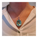 14K White Gold Aquamarine and Diamond Pendant