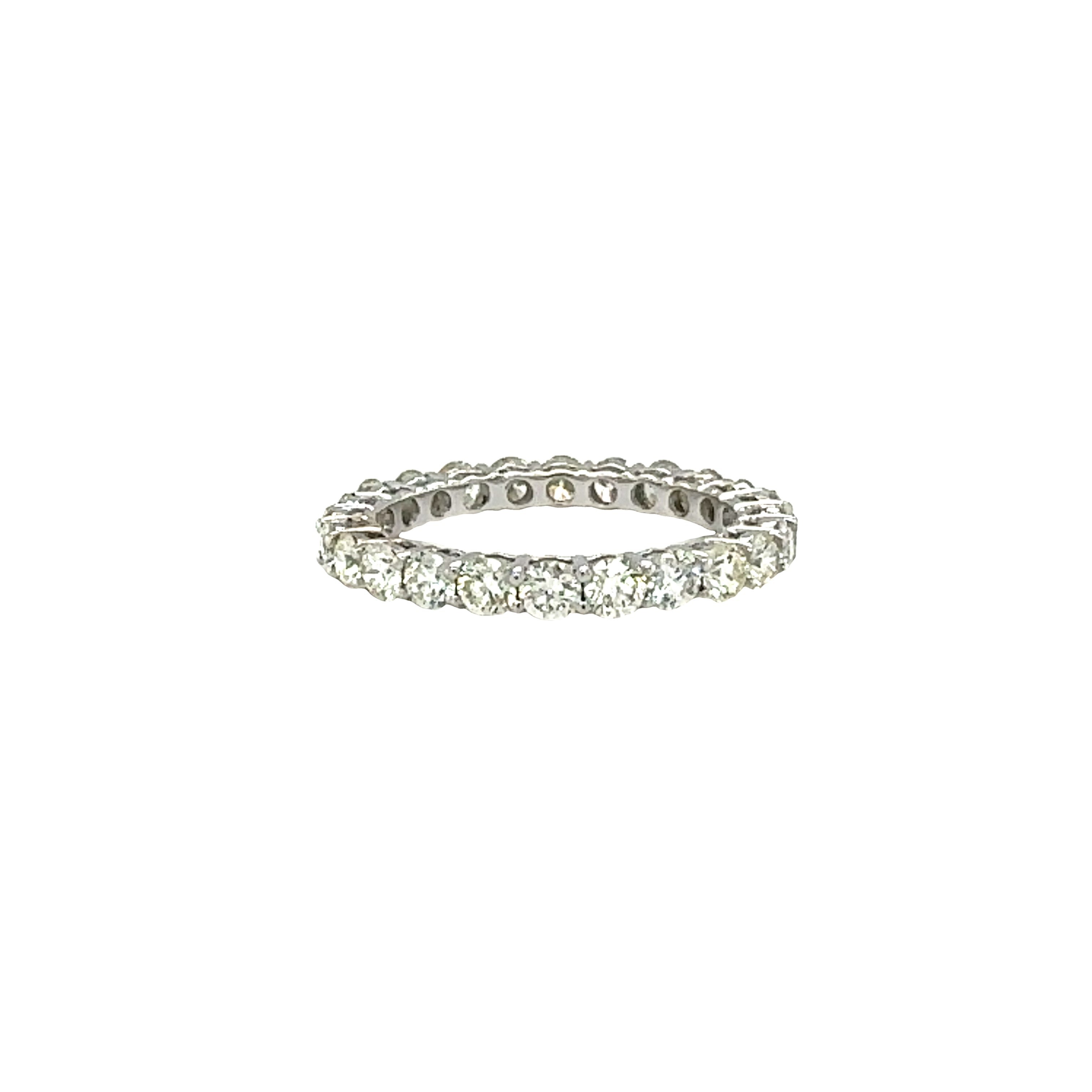 14K White Gold Diamond Eternity Band with Single Cut Diamonds and