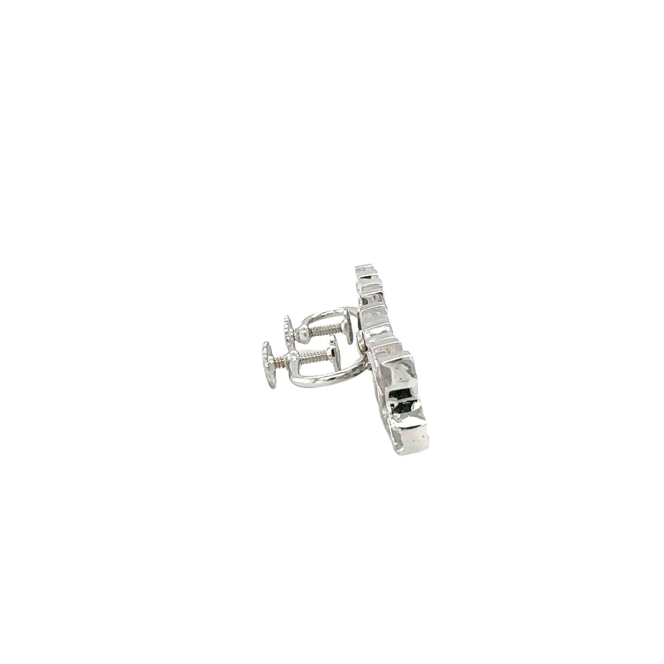 14K White Gold Diamond Link Earrings