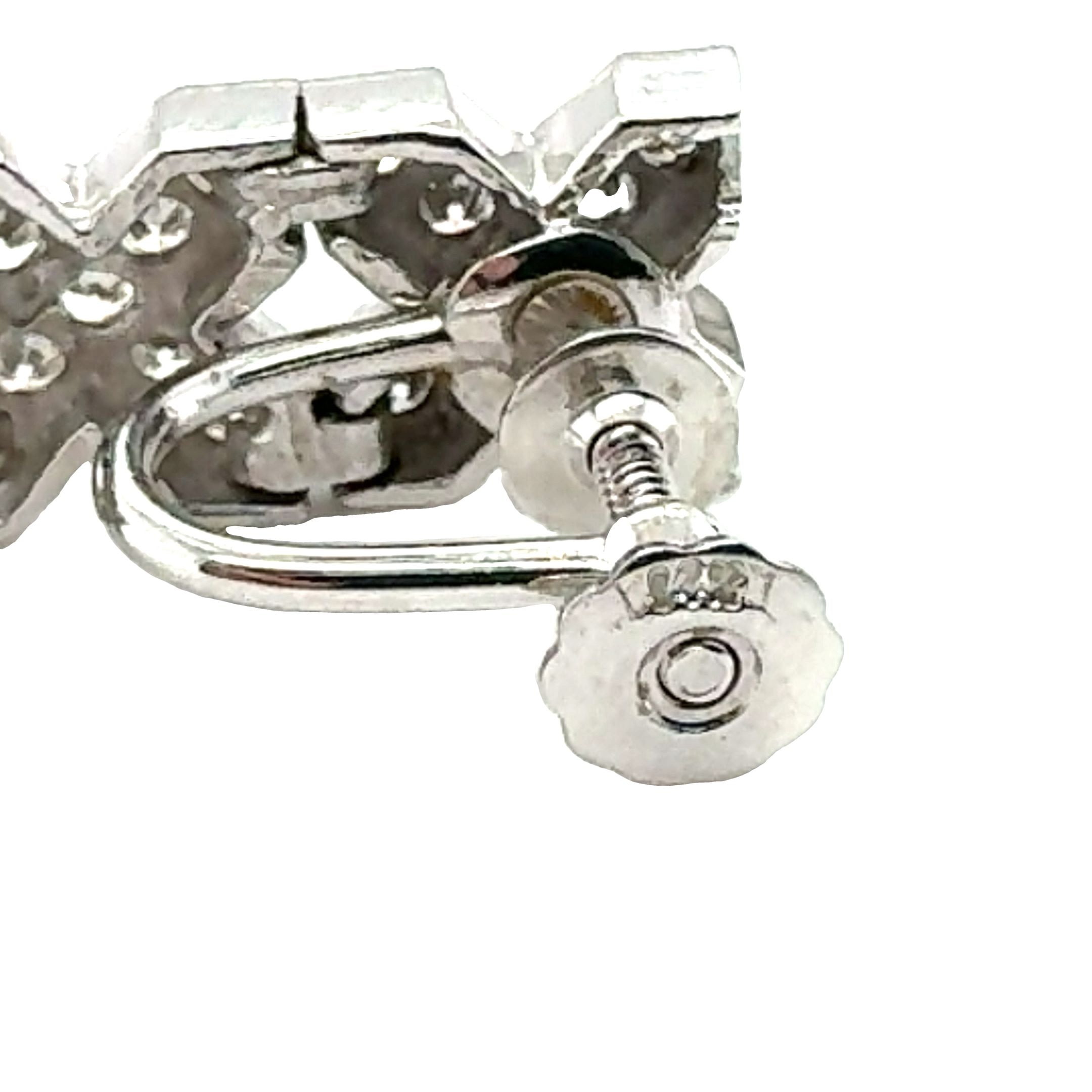 14K White Gold Diamond Link Earrings