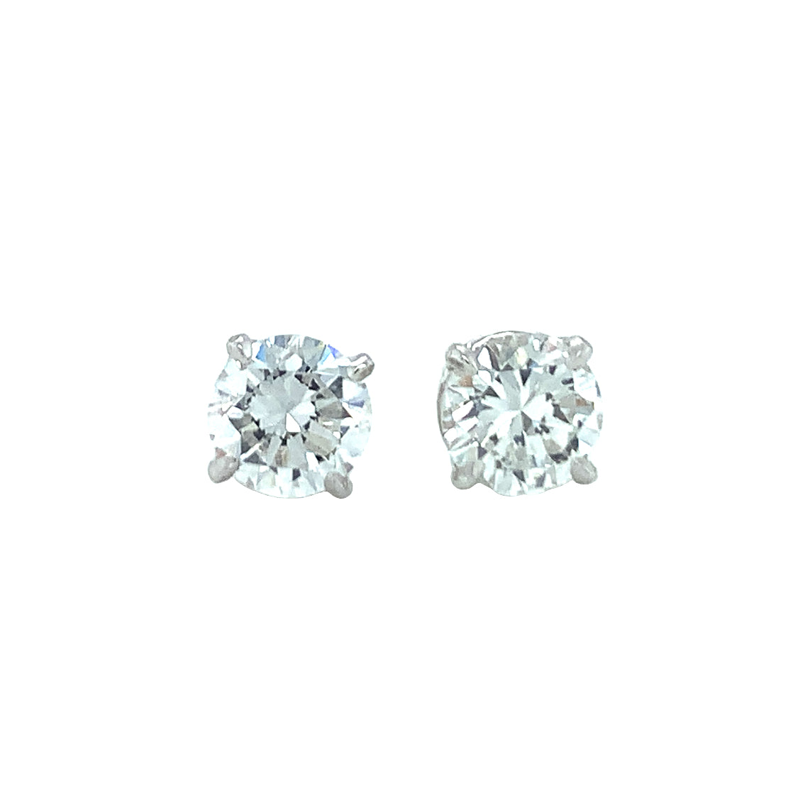 14K White Gold Diamond Stud Earrings