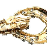 14K Yellow Gold Diamond Doorknocker Earrings