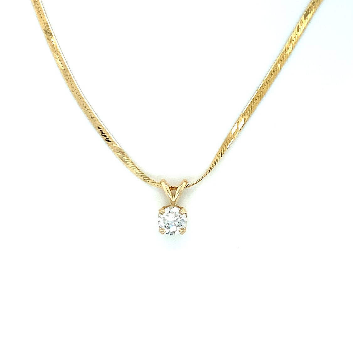 14K Yellow Gold Diamond Solitaire Pendant