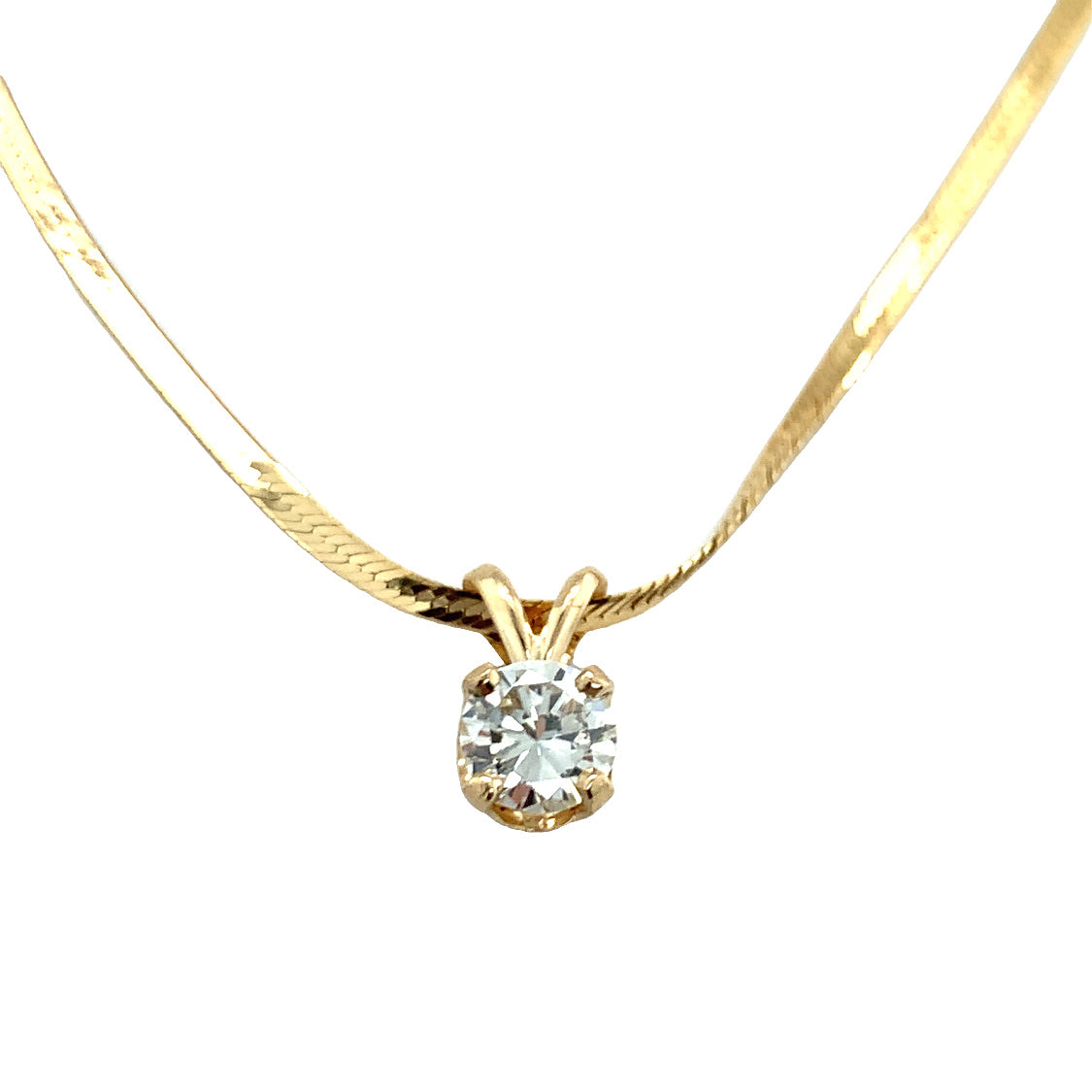 14K Yellow Gold Diamond Solitaire Pendant