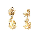 14K Yellow Gold Diamond and Pearl Dangle Earrings