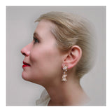 14K Yellow Gold Diamond and Pearl Dangle Earrings