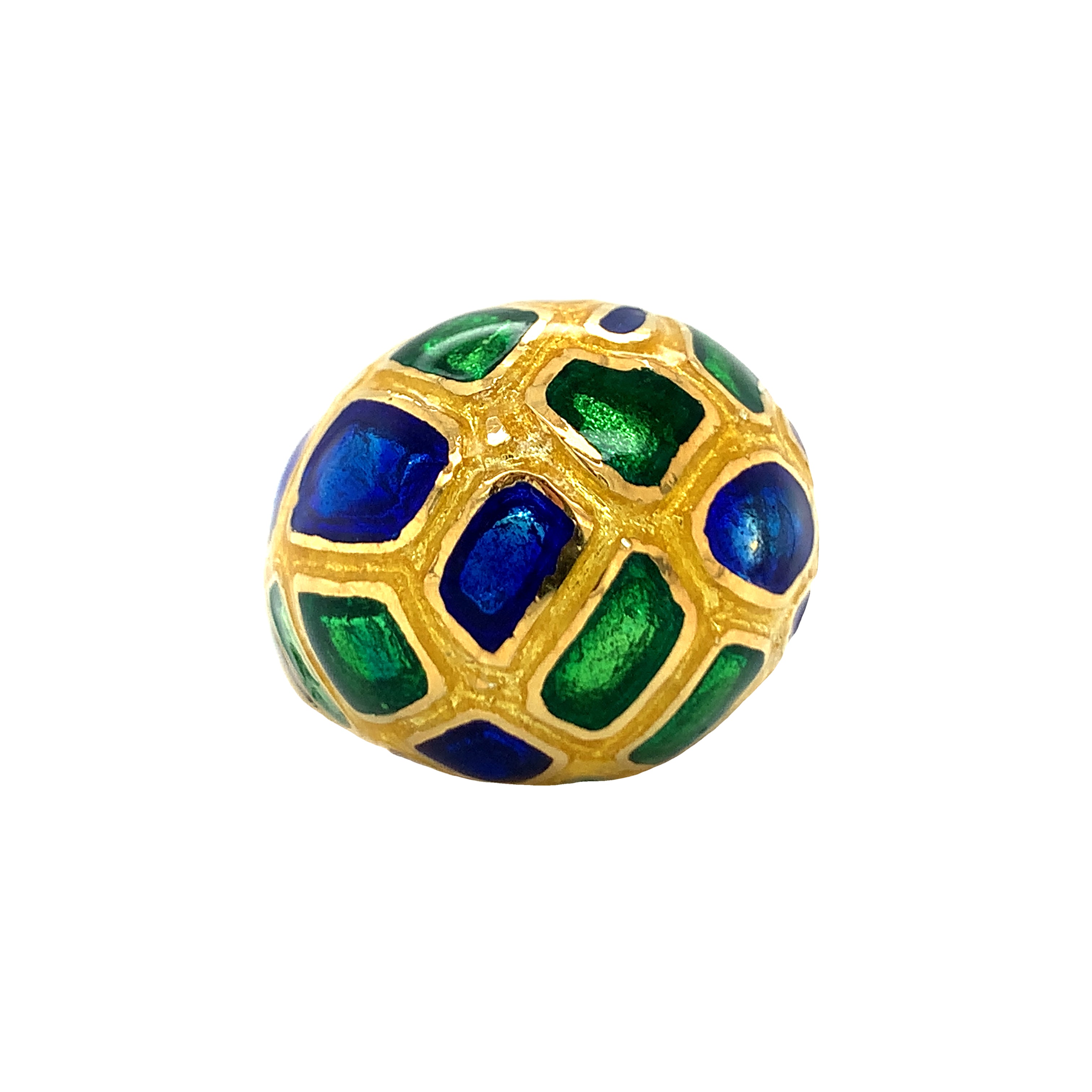 14K Yellow Gold Enamel Dome Ring