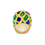 14K Yellow Gold Enamel Dome Ring