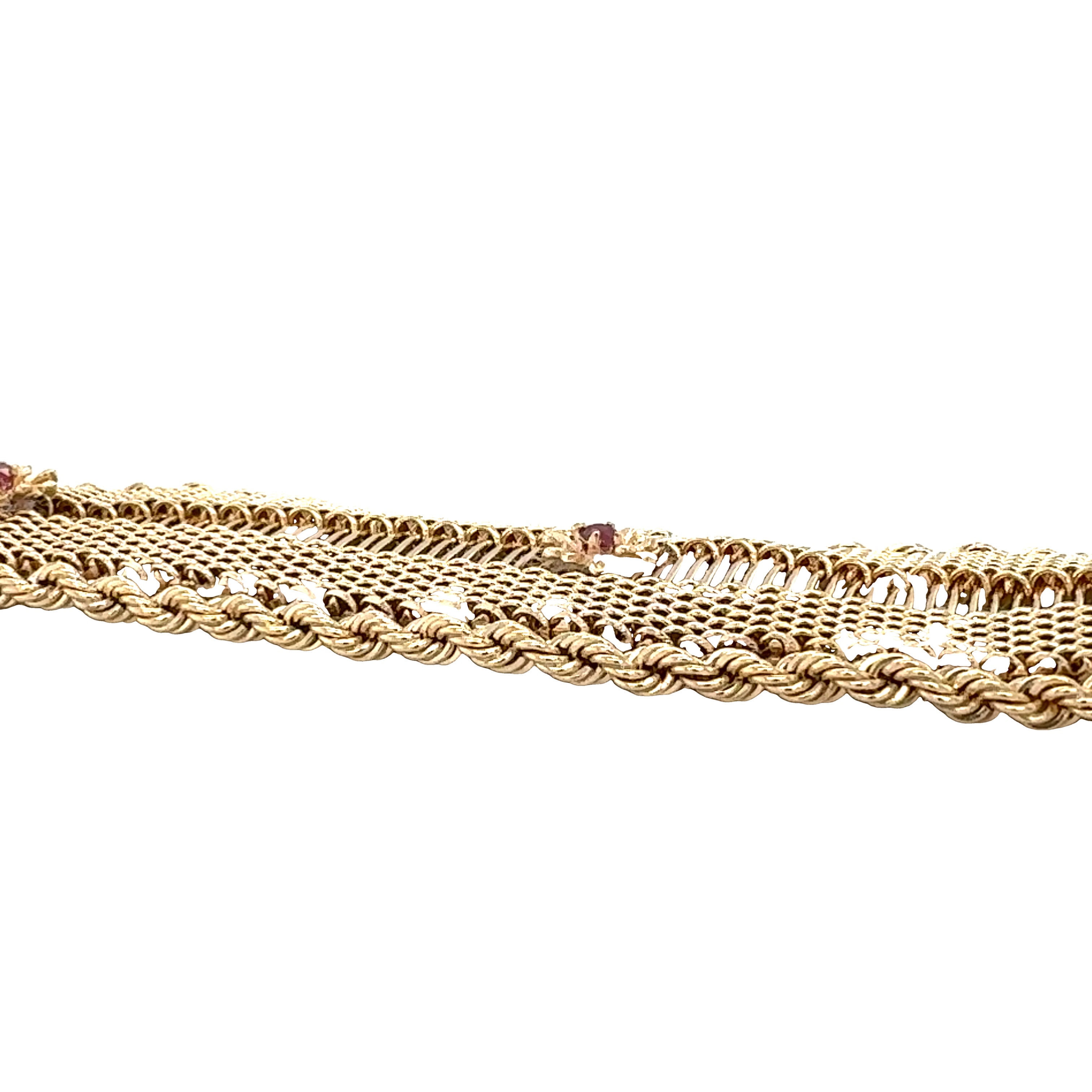 14K Yellow Gold Garnet Bracelet