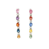 18K White Gold Multi-Color Sapphire and Diamond Earrings