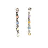 18K White Gold Multi-Color Sapphire and Diamond Earrings