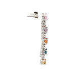 18K White Gold Multi-Color Sapphire and Diamond Earrings