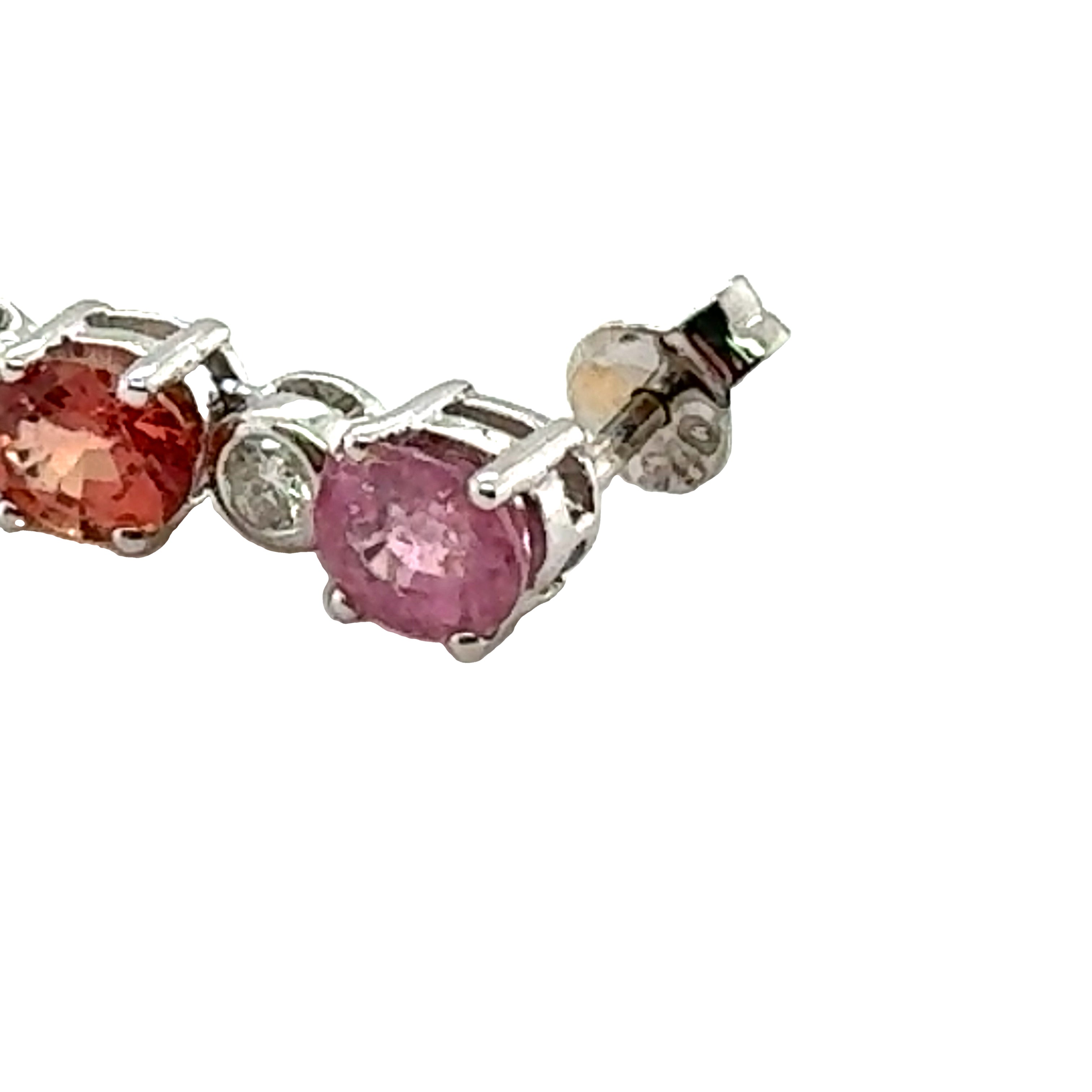 18K White Gold Multi-Color Sapphire and Diamond Earrings