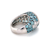 Aquamarine, Blue Zircon and Diamond 18K White Gold Ring, circa 1970s