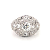 Art Deco Diamond Bombe Platinum Ring, circa 1920s