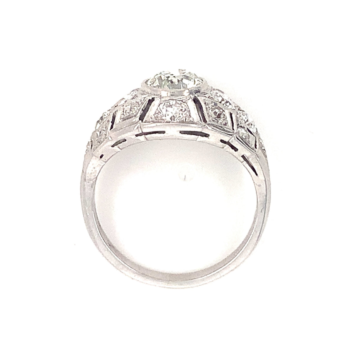 Art Deco Diamond Bombe Platinum Ring, circa 1920s
