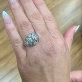 Art Deco Diamond Bombe Platinum Ring, circa 1920s