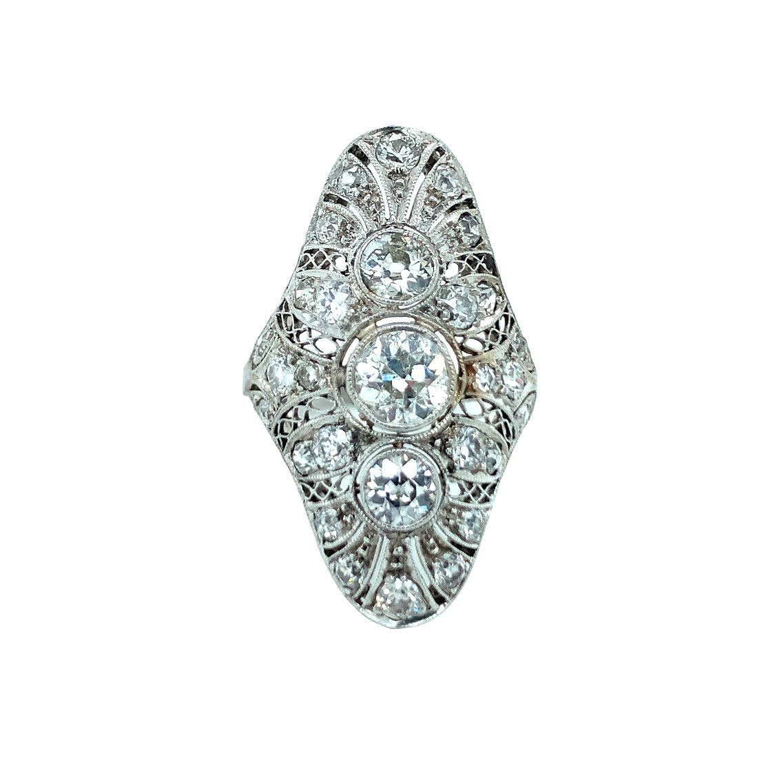 Art Deco Diamond Filigree Platinum Ring