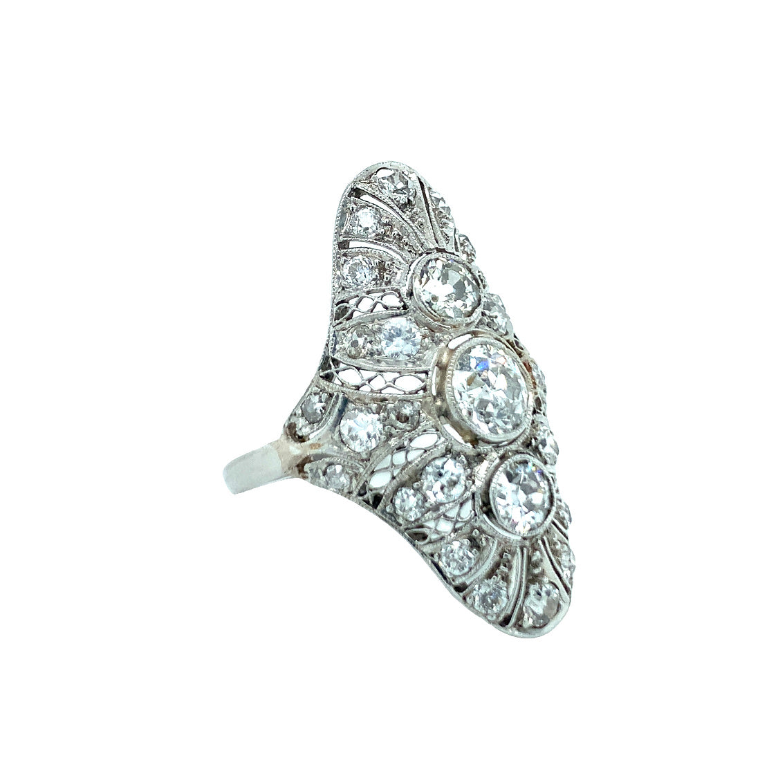 Art Deco Diamond Filigree Platinum Ring
