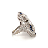 Art Deco Diamond Platinum Filigree Ring, circa 1920s