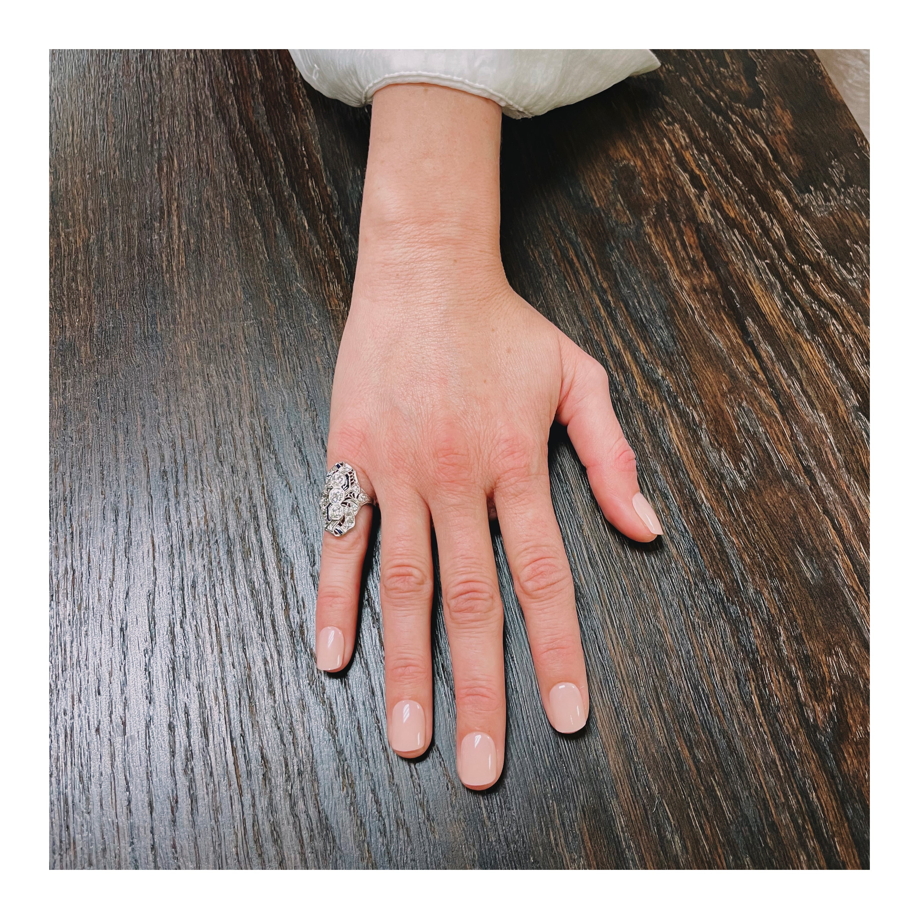 Art Deco Diamond Platinum Filigree Ring, circa 1920s