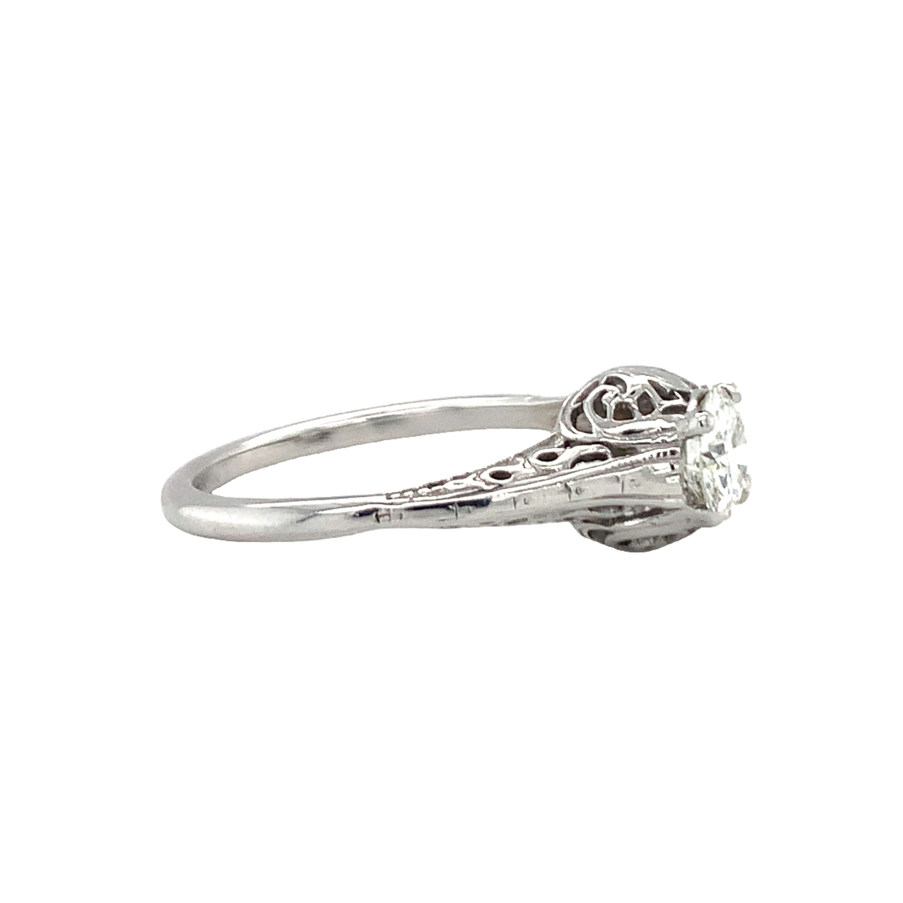 Art Deco Diamond Solitaire White Gold Ring