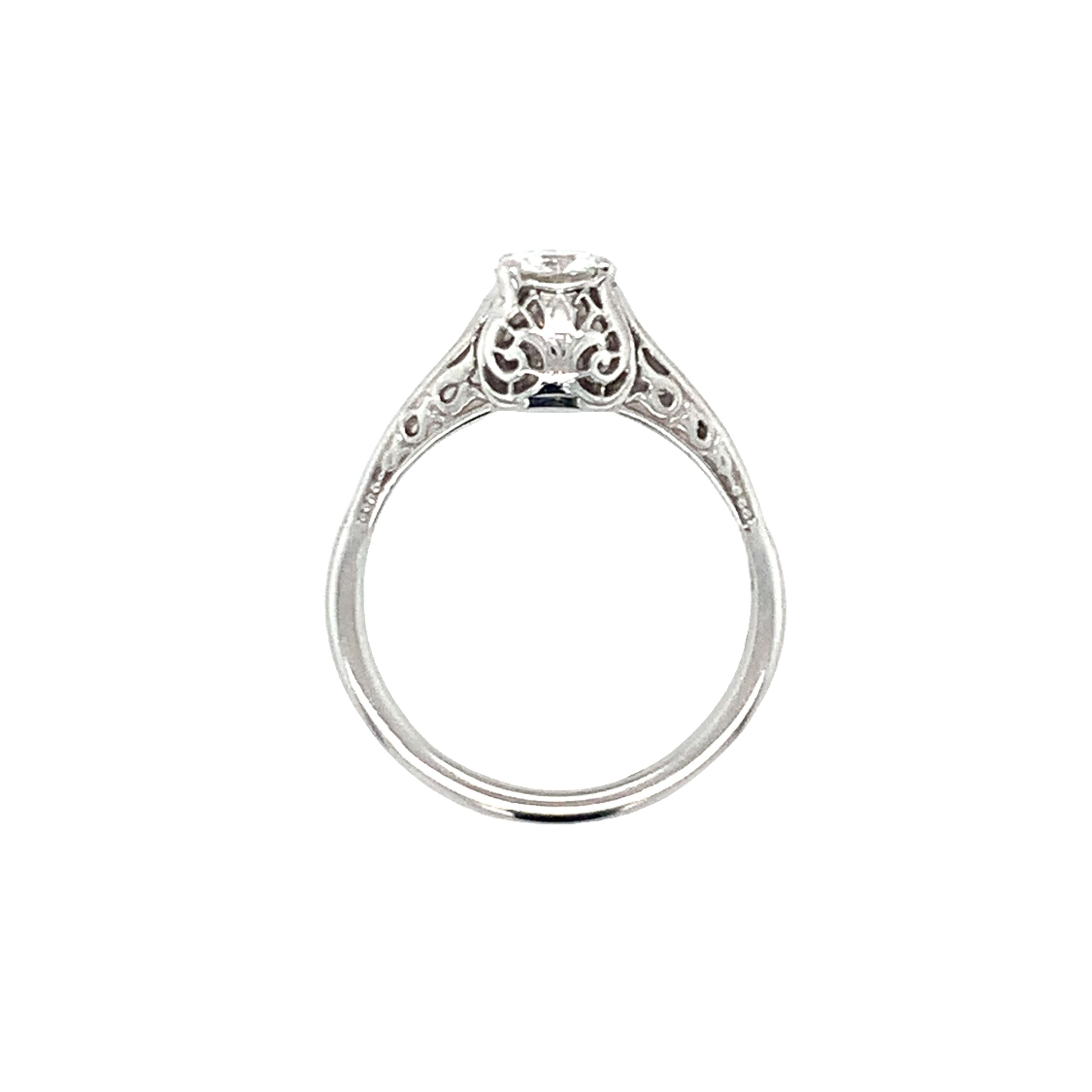 Art Deco Diamond Solitaire White Gold Ring