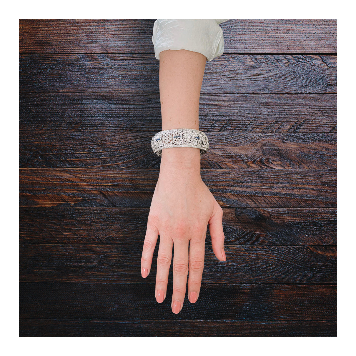 Art Deco Diamond and Sapphire Platinum Bracelet