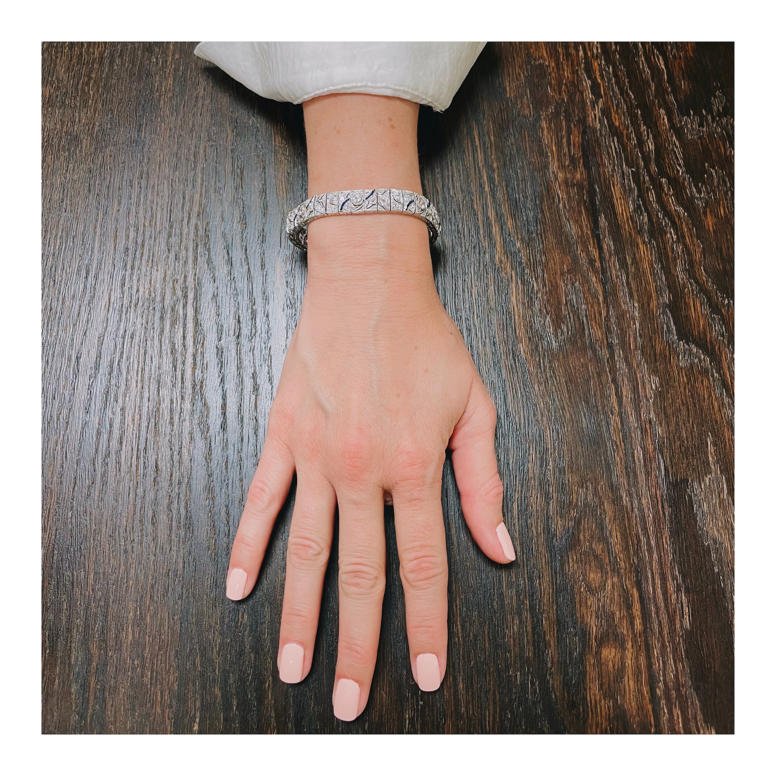 Art Deco Diamond and Sapphire Platinum Bracelet, circa 1930s