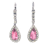 Art Deco Pink Tourmaline Dangling Platinum and Gold Earrings, circa 1930s