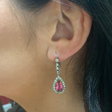 Art Deco Pink Tourmaline Dangling Platinum and Gold Earrings, circa 1930s