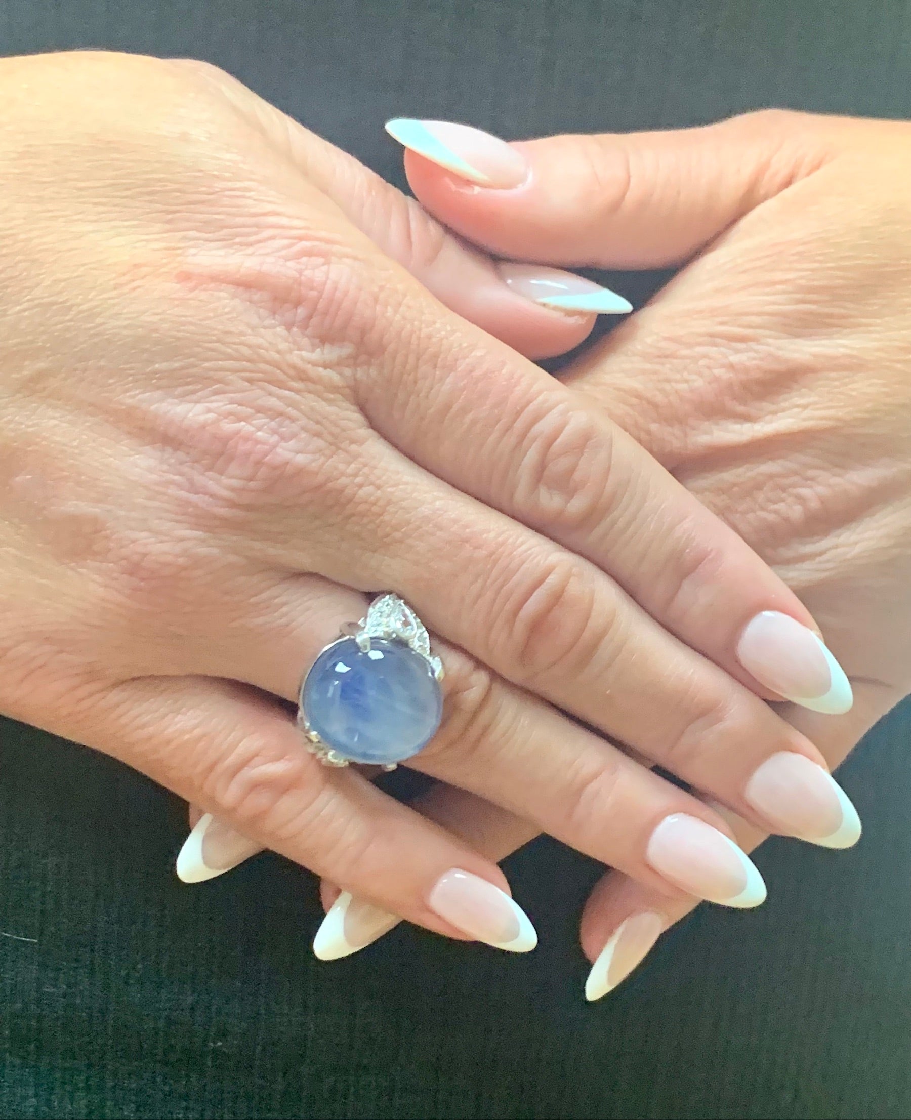 Art Deco Star Sapphire and Diamond Platinum Ring
