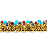 18K YELLOW GOLD RUBY, SAPPHIRE AND TURQUOISE BRACELET
