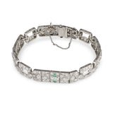 ART DECO PLATINUM DIAMOND AND EMERALD BRACELET