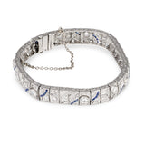 Art Deco Diamond and Sapphire Platinum Bracelet, circa 1930s