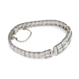 Art Deco Diamond and Emerald Platinum Bracelet, circa 1920s