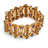 Retro Sapphire and Pearl 14k Yellow Gold Bracelet, circa 1940s