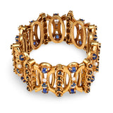 Retro Sapphire and Pearl 14k Yellow Gold Bracelet, circa 1940s