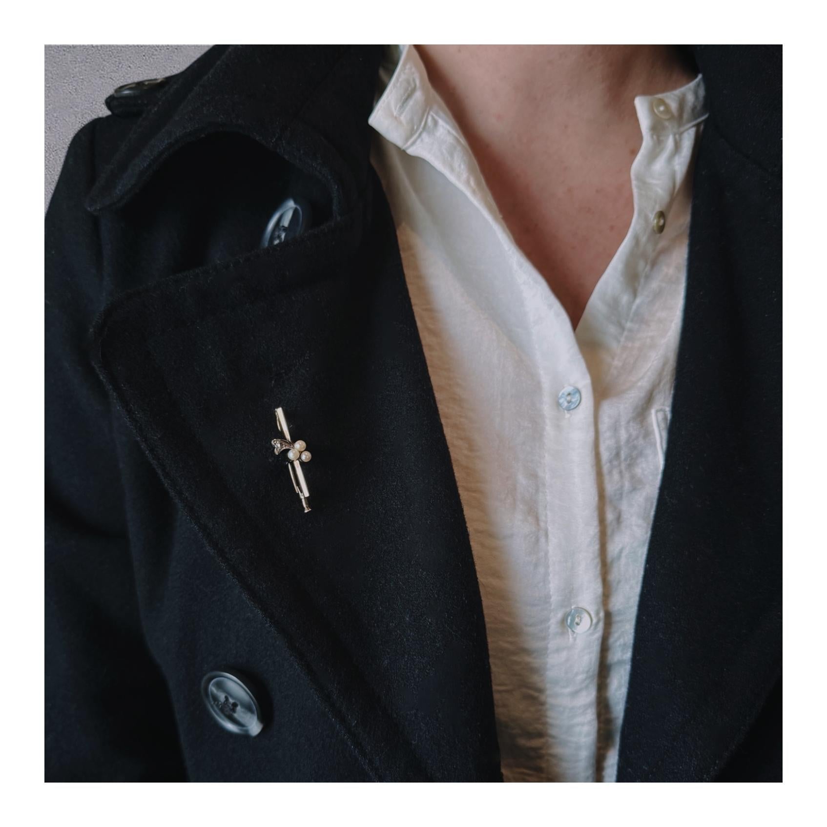 Victorian Era 10K Yellow Gold Pearl Pin