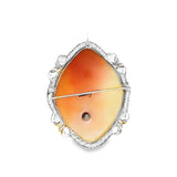 14K WHITE AND YELLOW GOLD CAMEO BROOCH