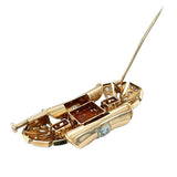 Retro Period Citrine and Diamond Brooch in 14K Gold, circa 1940s