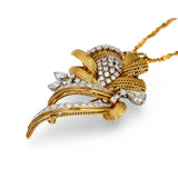 Diamond 18k Yellow and White Gold Brooch / Pendant, circa 1960s