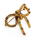 Sapphire Bow 18k Yellow Gold Brooch by Tiffany & Co., circa 1970s