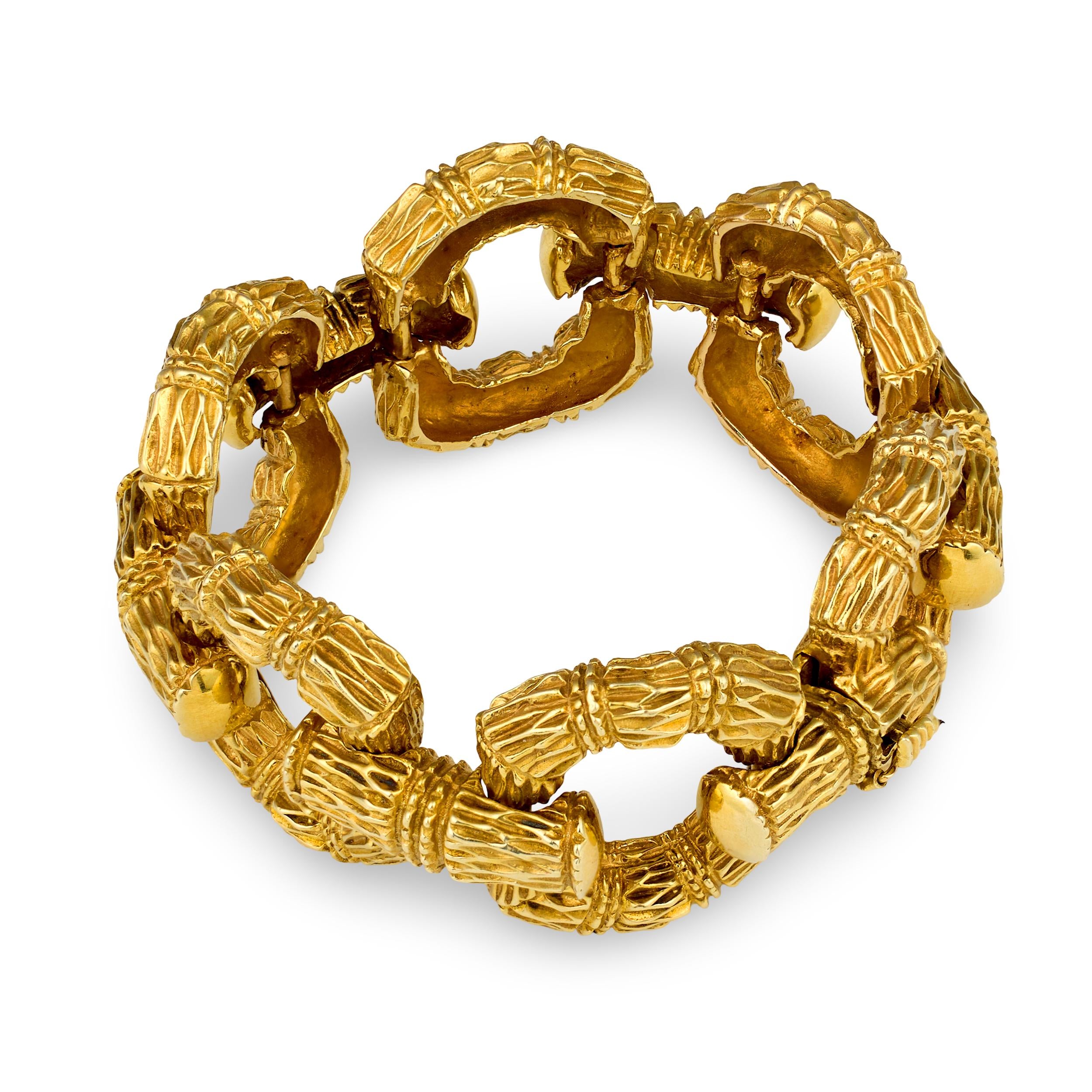 Open Link 14k Yellow Gold Bracelet by “La Triomphe”, circa 1960s
