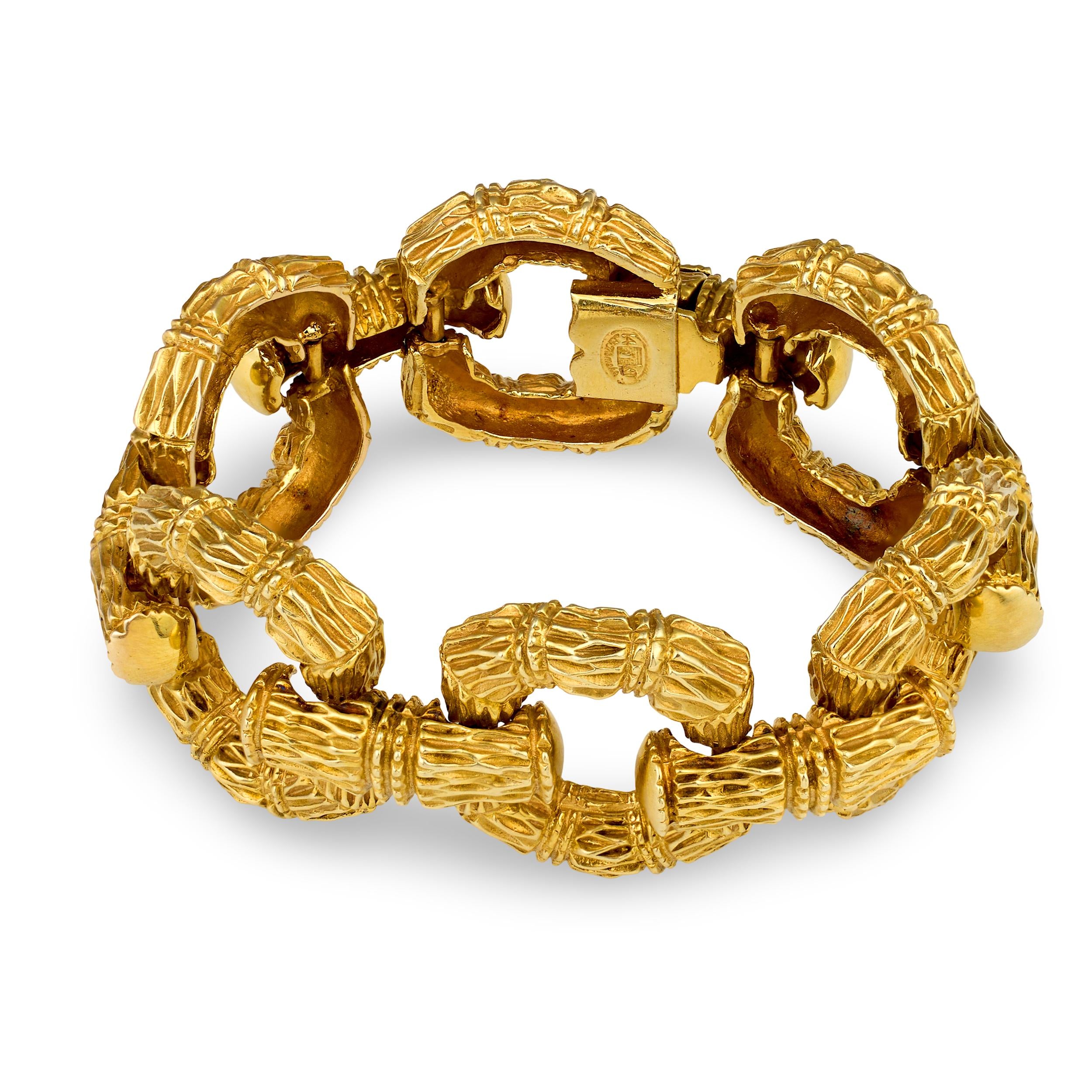 Open Link 14k Yellow Gold Bracelet by “La Triomphe”, circa 1960s