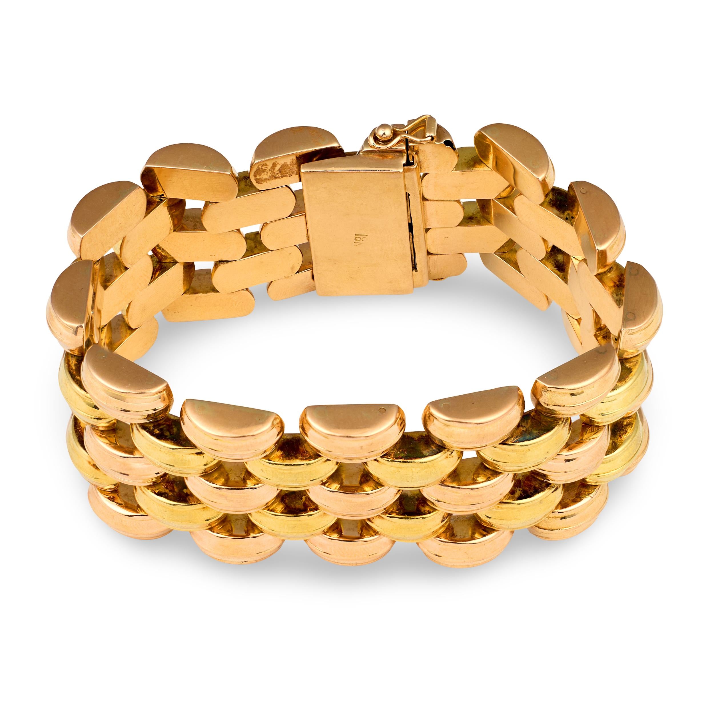 Retro 18K Tri-Color Gold Bracelet